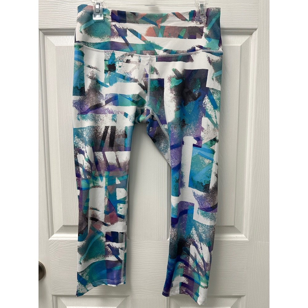 Apana Leggings Blues Purples White Medium Yoga Pilates